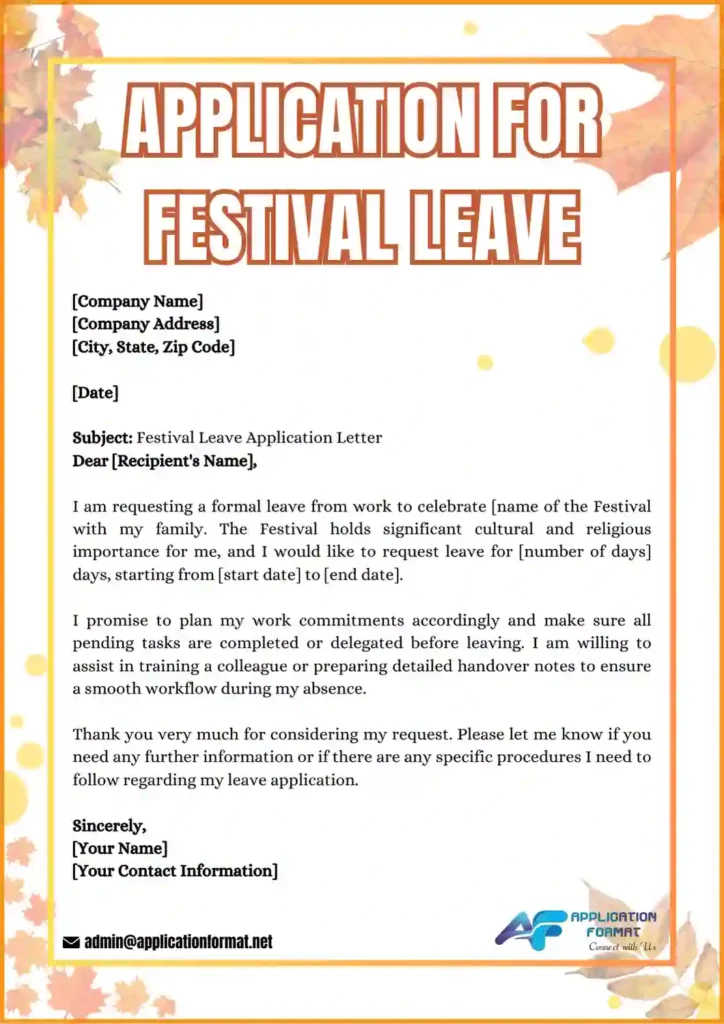Application For Festival Leave In Office