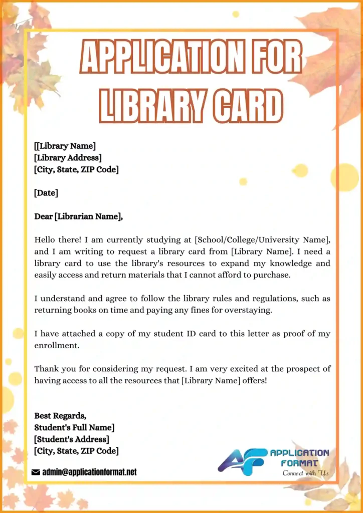 Application For Library Card