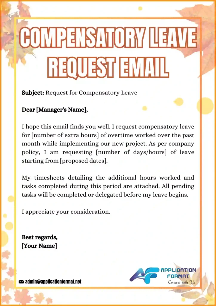 Compensatory Leave Application For Office    According to Company Policy