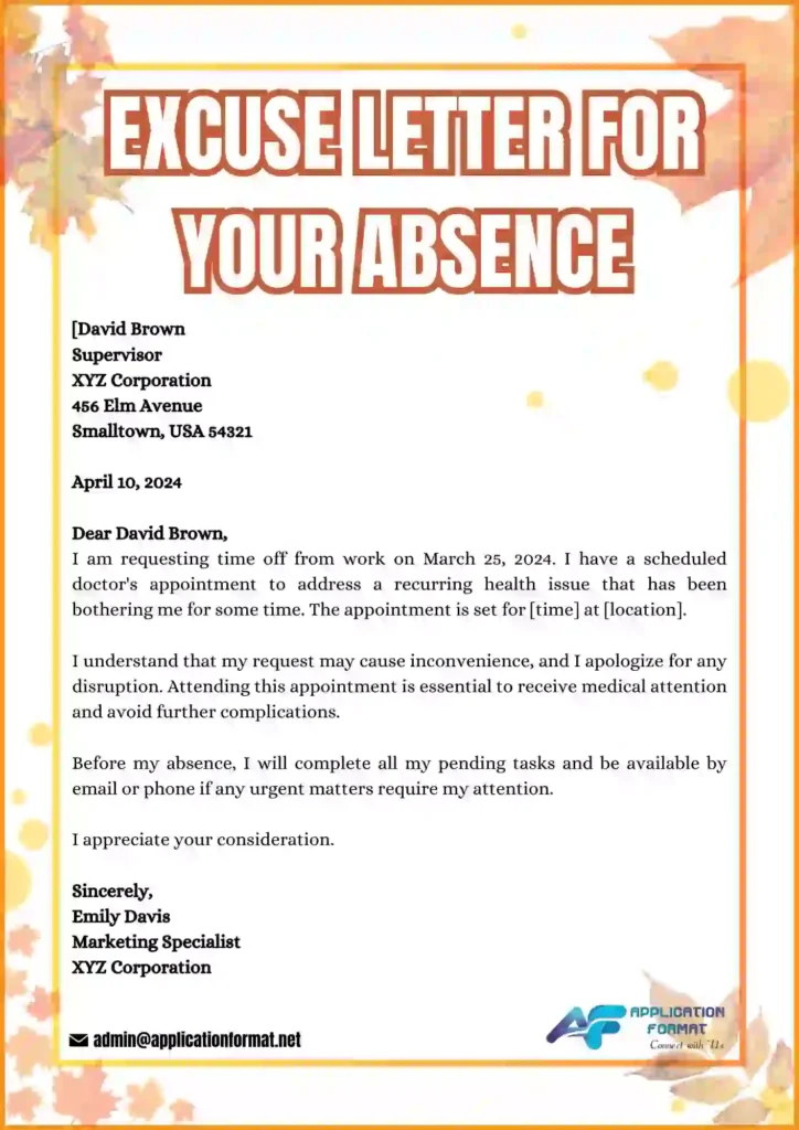 Excuse letter for being absent