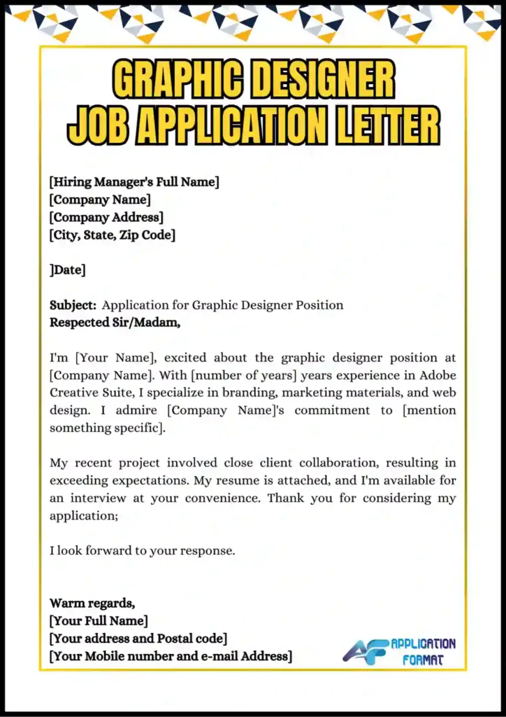Graphic Designer Job Application Letter