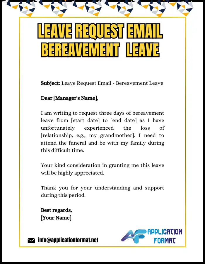 Leave Request Email to Manager – Bereavement Leave