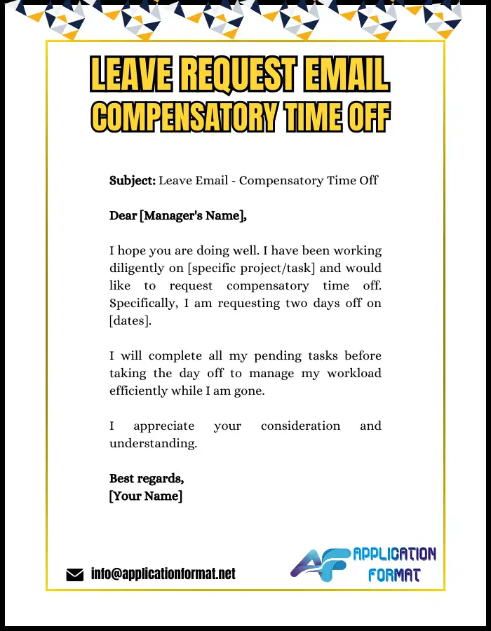 Leave Request Email to Manager – Compensatory Time Off