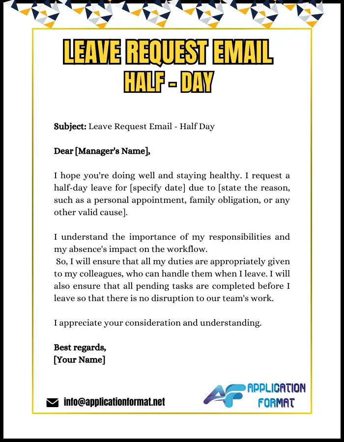 Leave Request Email to Manager – Half-Day