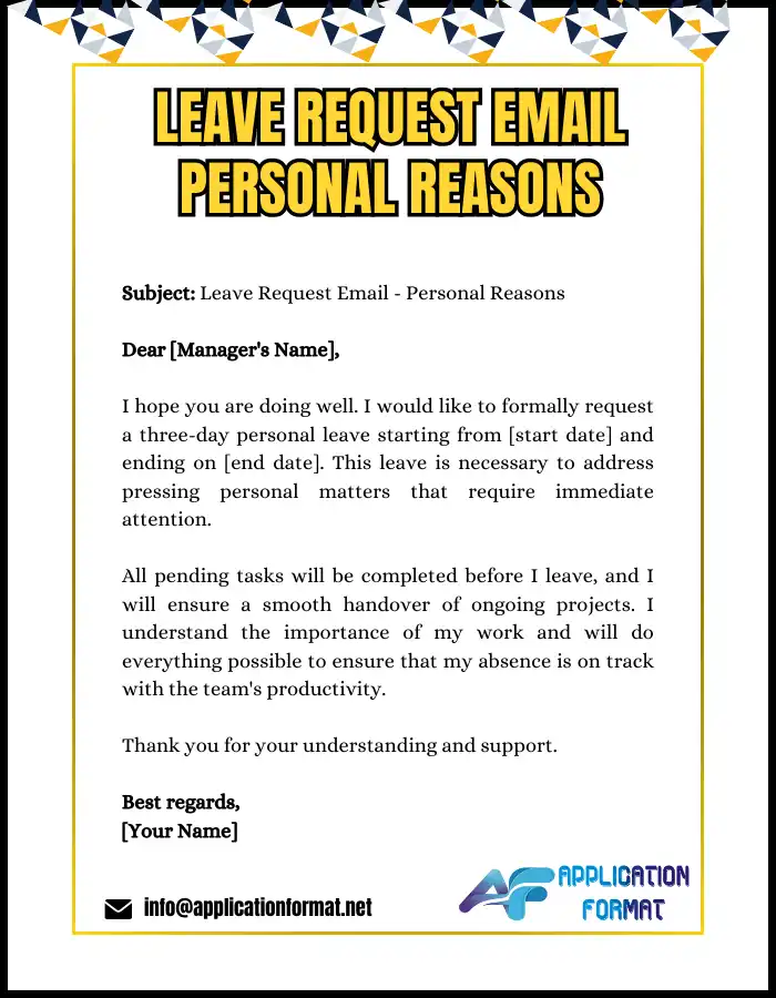 Leave Request Email to Manager – Personal Reason