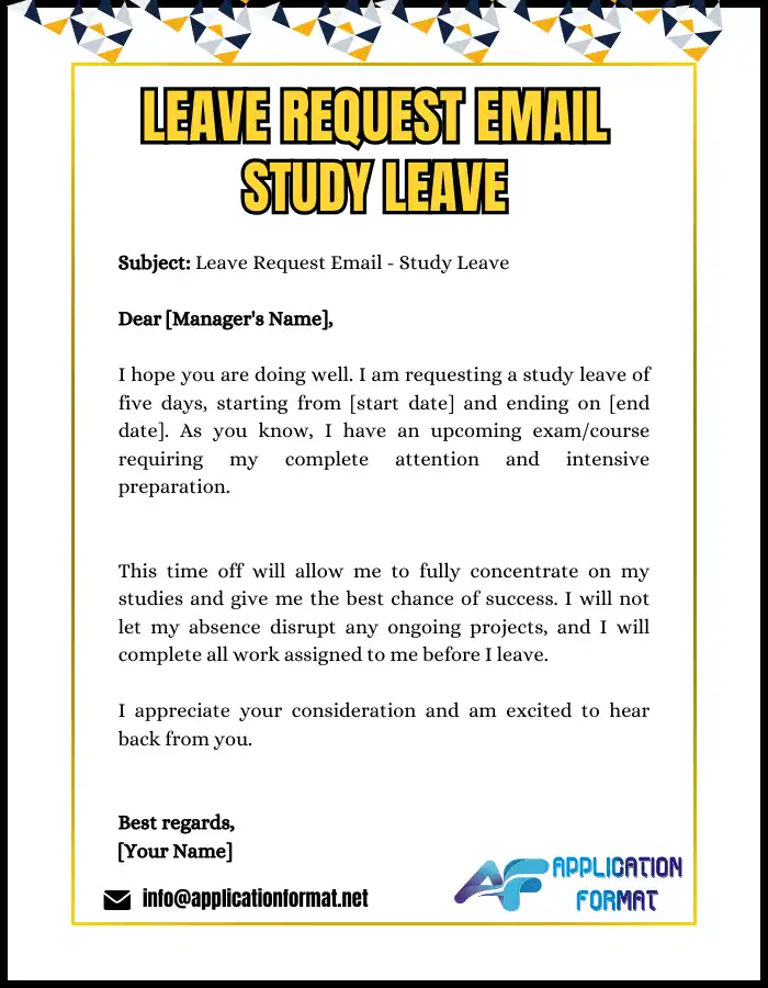 Leave Request Email to Manager – Study Leave
