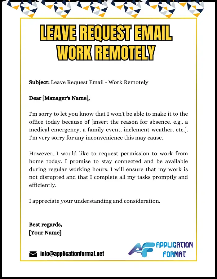Leave Request Email to Manager – Work Remotely
