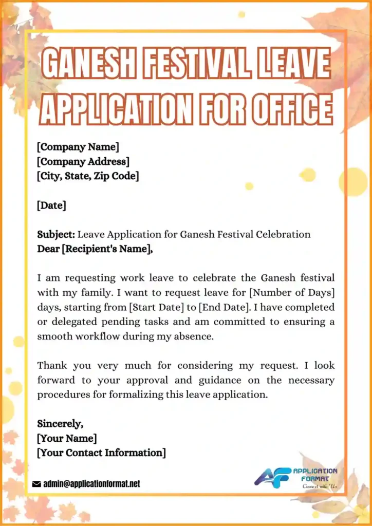 Leave application for Ganesh Festival in the office
