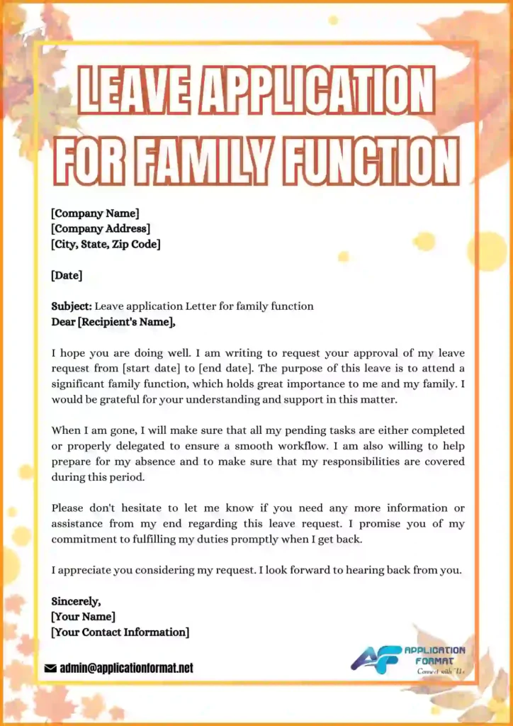 Leave Application For Family Function Image