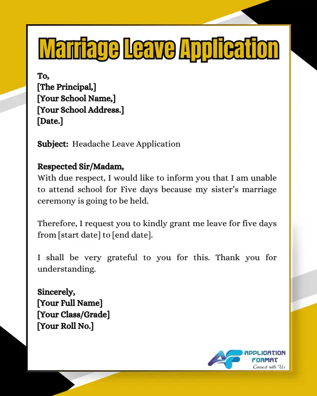 Marriage Leave Application