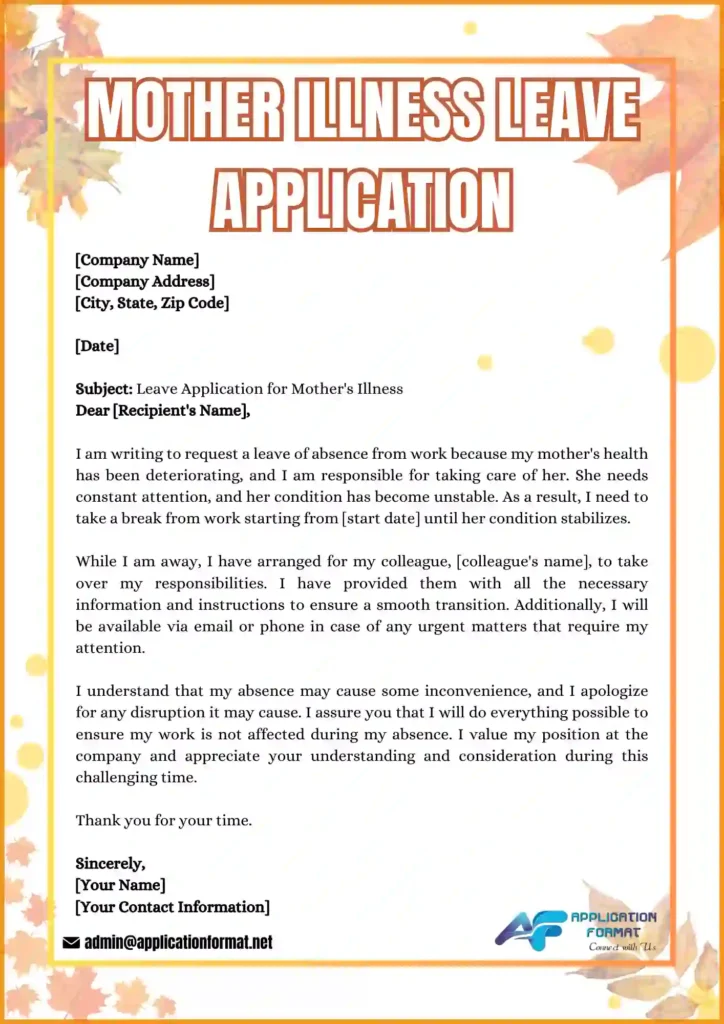 Mother Illness Leave Application