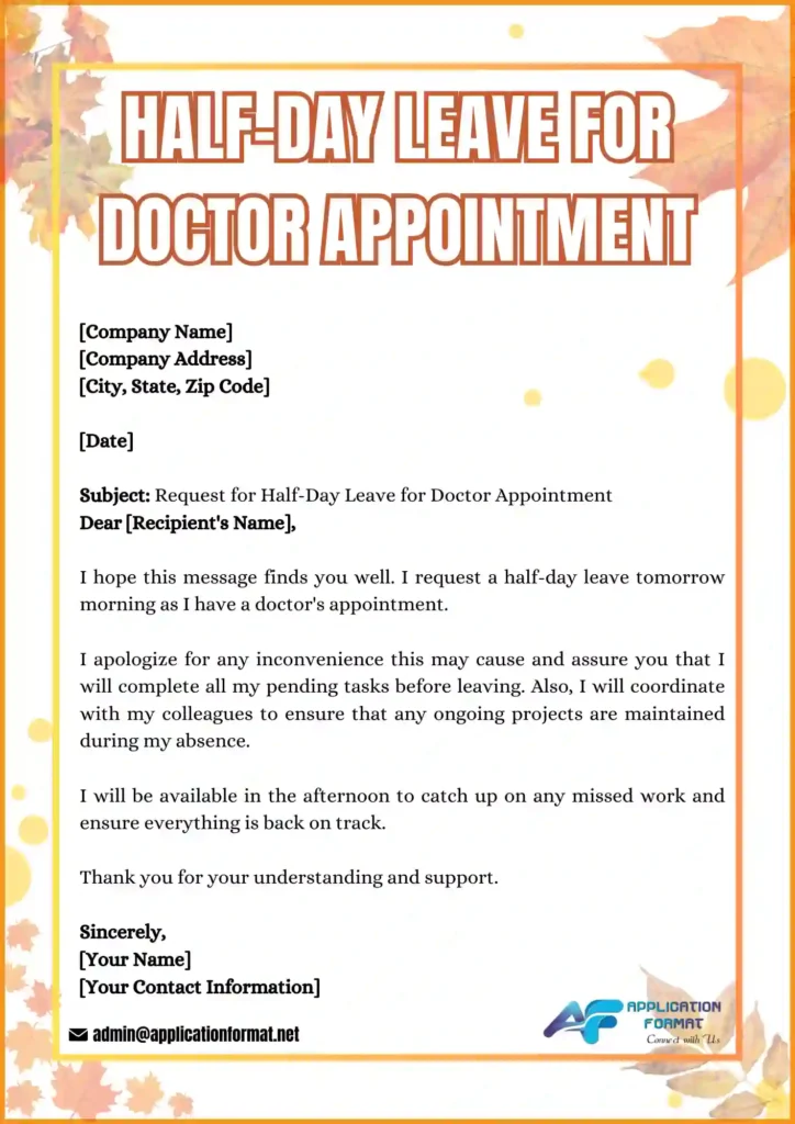 Request for Half Day Leave for Doctor Appointment