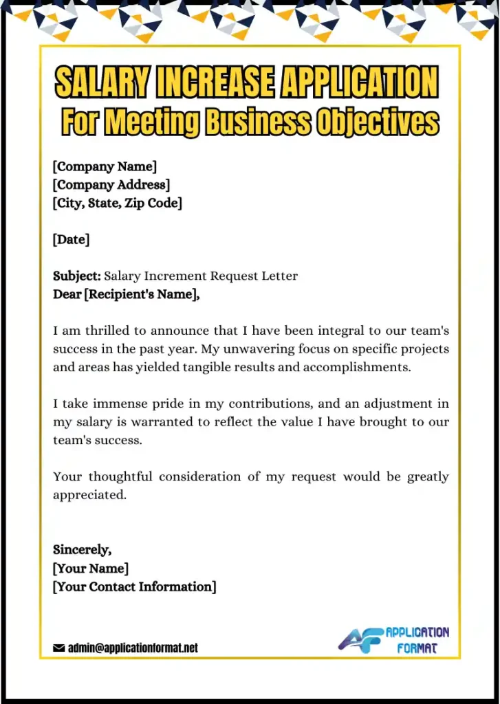 Salary Increment Request Letter for Meeting Business Objectives