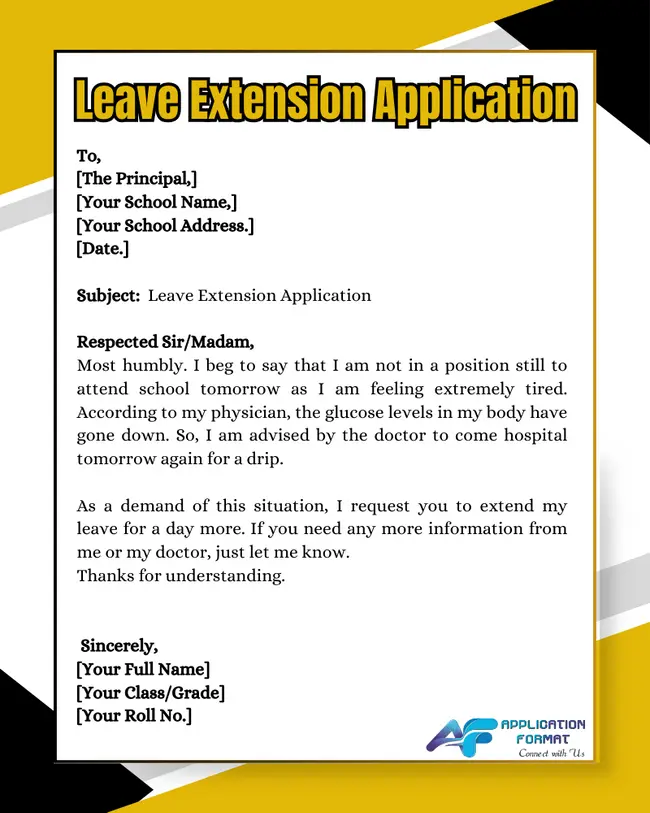 Leave Extension Application Leave Extension Application for School and College