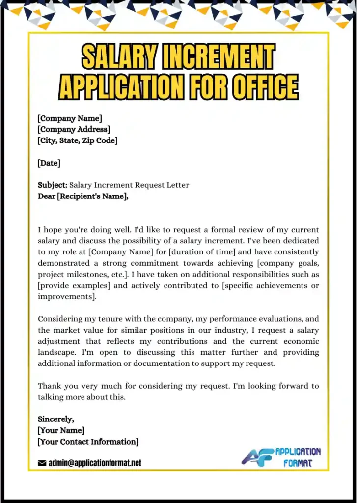 Application For Salary Increment By School Teacher To Principal